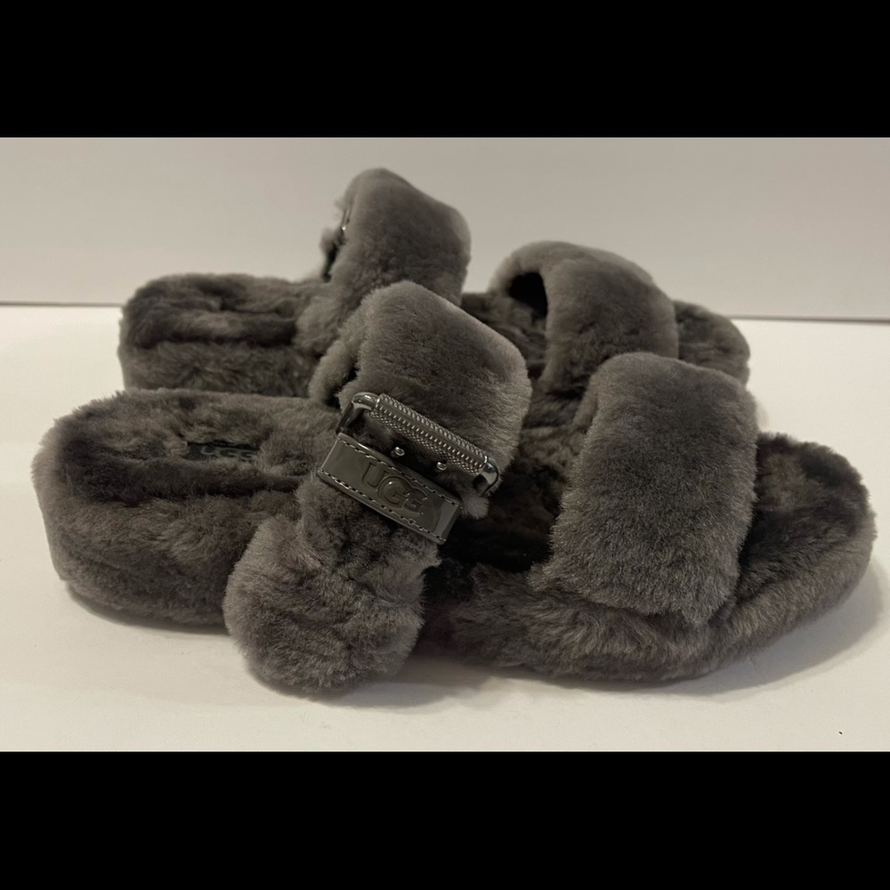 Ugg Fuzz Yeah Slides Charcoal Size 10 - image 5